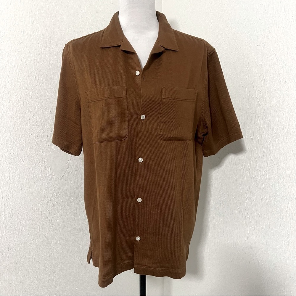 Gap Vacay Shirt Men’s Small Standard Fit Bright Brown Button Up NWT 100%Cotton